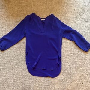 Amanda Uprichard Royal Blue V-Neck Blouse